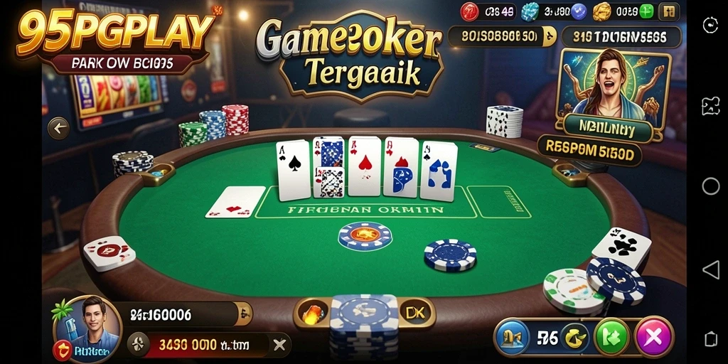 Tampilan utama gameplay Poker di 95PGPLAY yang menarik.