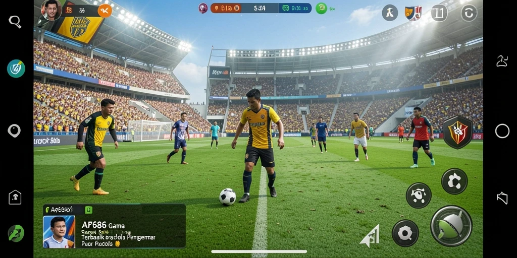 Tampilan gameplay AP686 dengan pertandingan sepak bola yang seru.