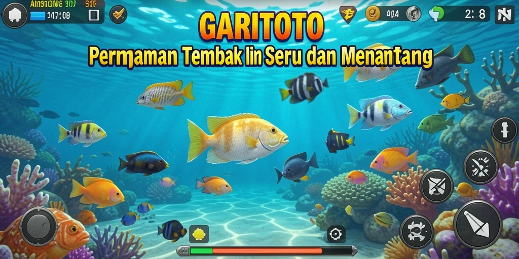 Tampilan menampilkan momen seru saat menembak ikan di GARITOTO.