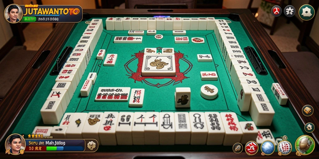 Tampilan gameplay seru di JUTAWANTOTO saat bermain Mahjong.