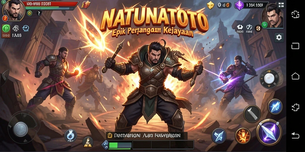 Tangkapan layar gameplay NATUNATOTO dengan aksi pertarungan seru.