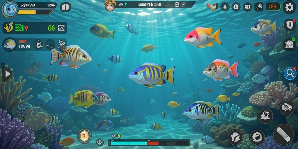 Screenshot gameplay Tembak Ikan yang seru dan penuh warna.