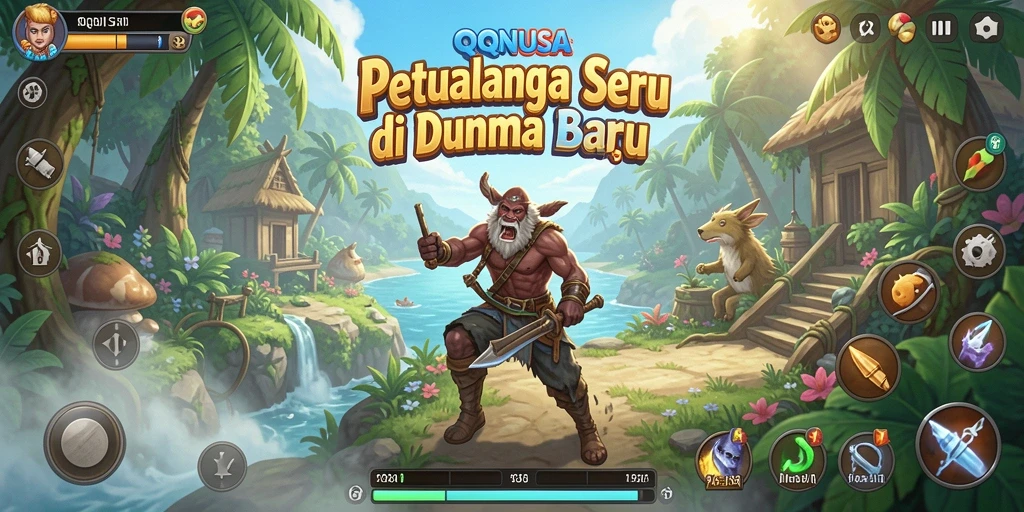 Screenshot gameplay QQNUSA menampilkan aksi seru di dunia petualangan yang luas.