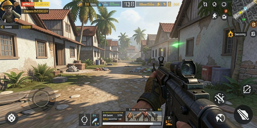 Screenshot UNTUNGGO memperlihatkan aksi seru dalam gameplay TPS.